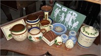 9 PIECES OF TORQUAY WARE, 2X WEDGEWOOD PLATES,