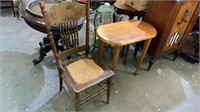 VICTORIAN PRESSED BACK CHAIR AND SMALL