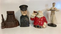 CAST IRON MONEYBOXES INCLUDES NED KELLY, COCA-COLA
