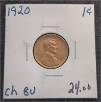 1920 Lincoln Wheat Cent Penny coin marked Choice