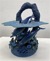 Signed bronze dolphin sculpture approx 17” x 10”
