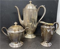 Silver plated Rogers Bros. coffee pot cream &