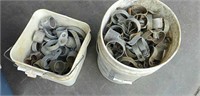 (2) Buckets of Chain Link Fence Supplies