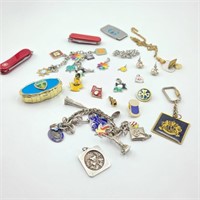 Lot of Souvenir Jewelry & Pins w/ Sterling Charms