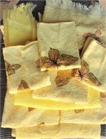 Yellow vintage butterfly print hand towels & wash