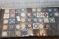 TWO SHEETS OF VINTAGE POKER CHIPS