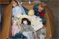BOX OF DOLLS AND HANGERS