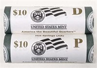 (2) Sealed $10 Rolls 2010 Hot Springs Quarters