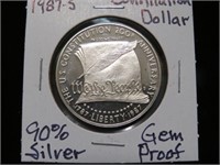 1987 S CONSTITUTION DOLLAR 90% GEM PROOF