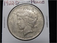 1922 D PEACE SILVER DOLLAR 90%