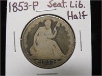 1853 P SEATED LIBERTY HALF DOLLAR 90%
