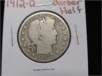 1912 D BARBER HALF DOLLAR 90%