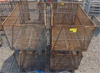 (F) Lot of 4 Small Industrial Cage Crates