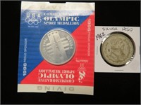 1962 SILVER PESO & 1996 OLYMPIC PROMO MEDAL