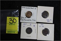 (4) Indian Head Pennies