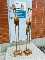 pair of wood cranes - 59" tall