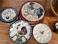 Rooster / Chicken lot - egg plates, new plates, se