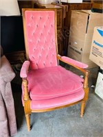 Pink wood framed high back easy chair ( C10 )