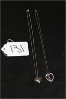 (2) Sterling Necklaces With Hearts