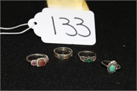 (4) Sterling Rings with Stones