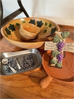 Wood salad bowl, terracotta grill, Cross & MORE
