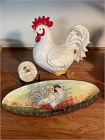Chicken Cookie jar, serve tray and coasters