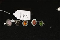 (5) New German Silver Rings