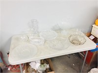 assorted crystal dishes