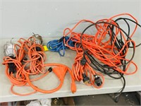 lot- power & extension cords & trouble lights