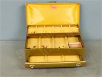 vintage padded jewelry box  - 15" x 8" x 7" h