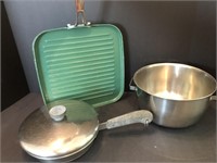 Orgreenic grill pan, Pan w/ poach egg, bowl