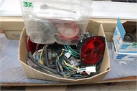 Assortment of trailer lights, wiring