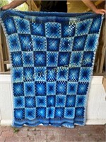 Blue Checkered afghan blanket