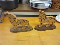 Hand carved wolf figures