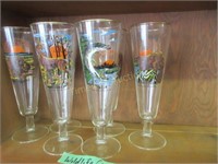 6 Wildlife pilsner glasses