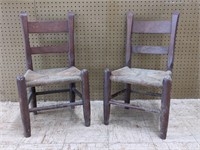 Two Vintage Cane Bottom Children’s Chairs