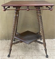 Antique Oak Claw Foot Parlor Table