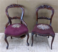 Two Victorian Mahogany Needlepoint Chairs