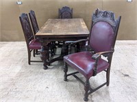 Vintage Jacobean Dining Room Table and Chairs