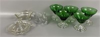 Assorted Clear & Green Glassware