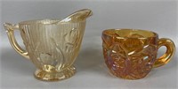 Carnival Glass Mug & Iridescent Creamer Glass