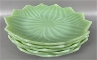 Five Vintage Anchor Hocking Jadeite Lotus Flower