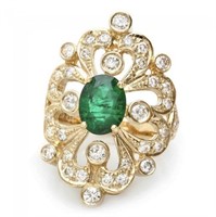 $13900 14k Gold 1.50 ct Emerald 1.45 cts Diamond