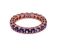 14k Rose Gold 4.50 cts Blue Sapphire Ring