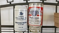 BUDWEISER GLASS & CAN OF WATER