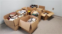 9 BOXES OF BOOKS, DVDS, CD'S, & CASSETTES`