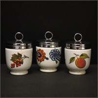 3 Porcelain Egg Coddlers