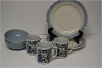 3 Mugs w/ 2 Bowls & 2 Plates