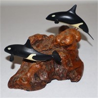 Killer Whales on Wood by John Perry