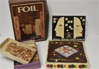 3 Vintage Board Games w/ Bingo Pieces